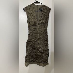 Nicole Miller Collection Women Green Ruched Fitted Cocktail Dress Size 12